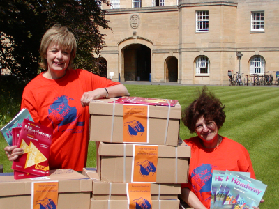 OUP's Judith King and CORD's Wendy Nelson at the handover in Oxford